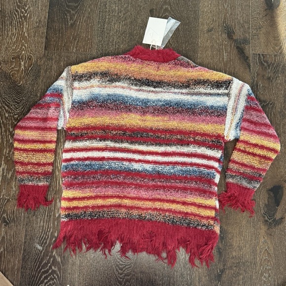 Aelfric Eden Fringe Stripe Cardigan Size Small Influencer Soft Baggy Light - Picture 10 of 11